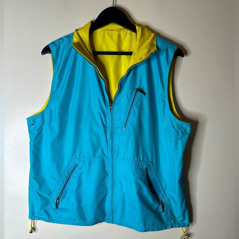 Lauren by Ralph Lauren Reversible Blue and Yellow windbreaker Vest